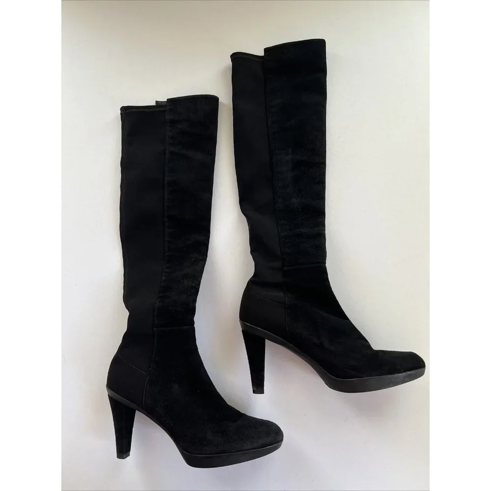 Stuart Weitzman Womens 7 Demi Knee Boots Suede Stretch Back Boots - Picture 1 of 10